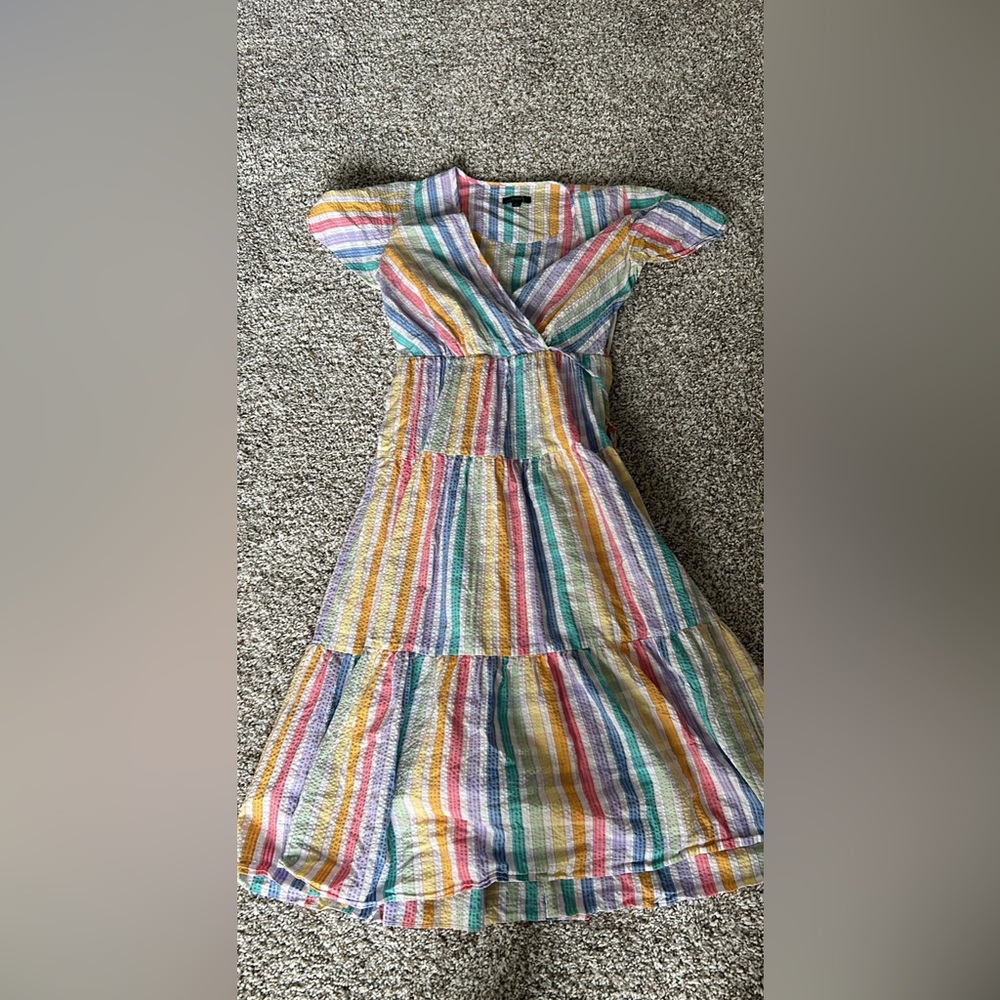J Crew Rainbow Stripe Midi Dress! Perfect for Teachers!
